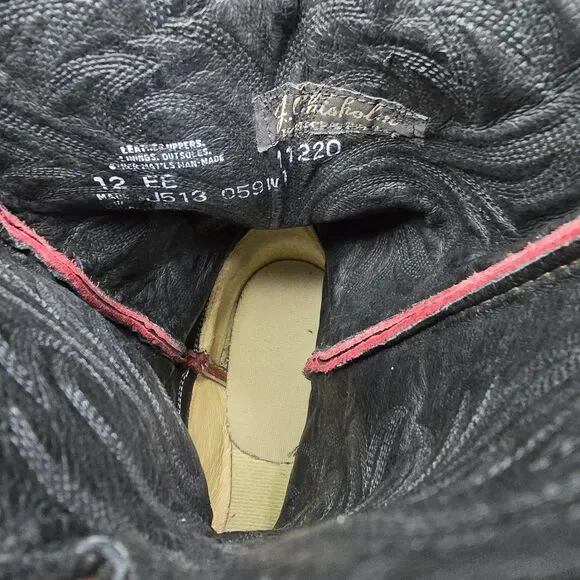 Vintage J. Chisholm Cowboy Western Boots Black Cherry Mens 12 EE 11220 USA Made - Picture 7 of 16